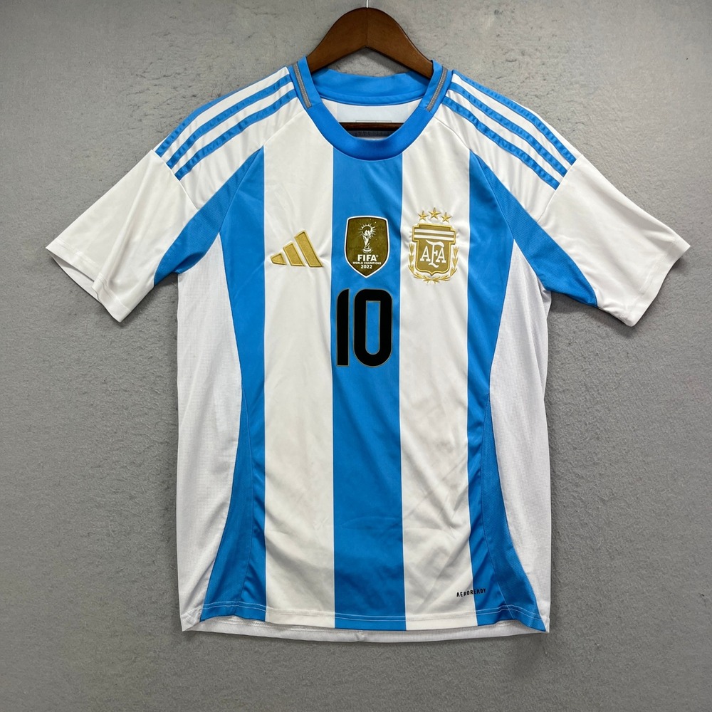 adidas Messi 10 Argentina Soccer Jersey Mens Small Blue White World Cup 2022